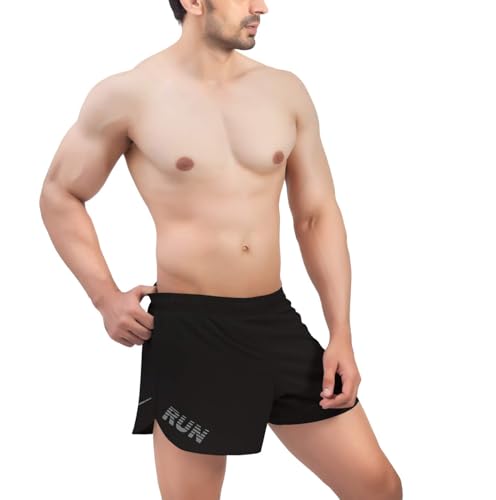 Image of Flyer Size- M Mens 3 inch Ultra Running Marathon Split Shorts with Inner Mesh Liner Black