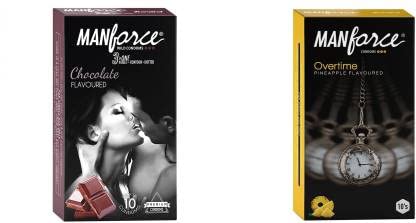 Manforce Xotic Chocolate & Overtime Pineapple Flavoured Condoms for Men| 20 Count (Pack of 2)| Lubricated Latex Condoms-image-9