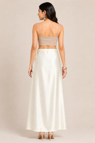 Image of OFEEFAN Women's Satin Saree Petticoat, Soft Satin Saree Underskirt, Free Size with Adjustable Drawstring
