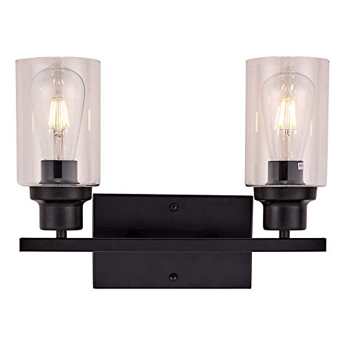 LIGOTFIRE Black Bathroom Vanity 2 Light Wall Sconce Industrial Vintage Sconces Lighting Porch Light Fixtures Wall Mount for Mirror Kitchen Living Room Workshop