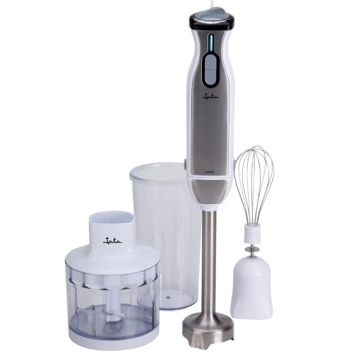 Jata BT199 - Batidora de Mano 1000 W con Regulador de Velocidad, Pie de Acero Inoxidable Desmontable, Cuchilla Titanium Doble, Incluye Picadora, Batidor Varillas y Vaso Medidor 600 ml
