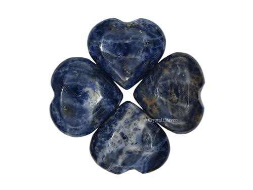 Image of Sodalite Crystal Heart Palm Pebbles Stones for Anxiety Stress Relief Massage - AAA Grade Original Healing Gemstone Agate Heart Palm Stone for Yoga Meditation Spiritual