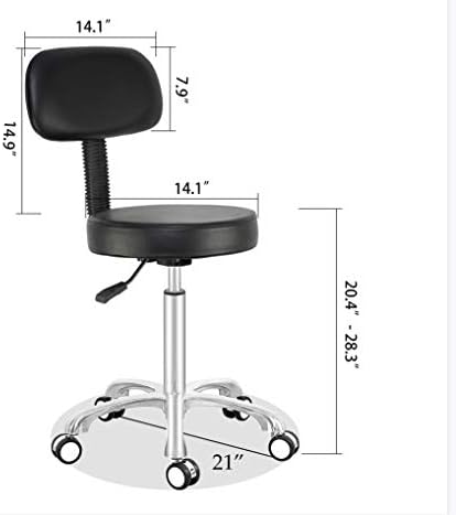 Adjustable Swivel High Desk Stool Chair for Beauty Kitchen Office Drum,Tall Metal Frame Stool on Wheels and Back (Black)