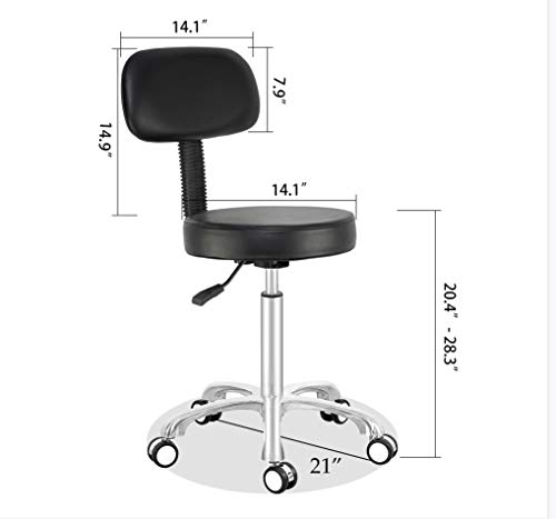 Antlu Rolling Stool Drafting Chair for Garage Shop Workbench Kitchen Medical Salon,Swivel Adjustable Stool with Wheels and Back Support (Black, Without Foot Ring) by Antlu - Image 5
