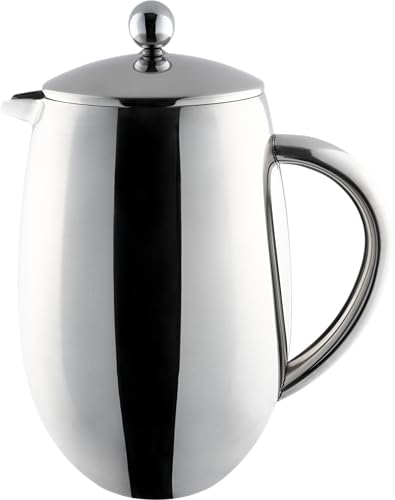 Café Ole 12 Cup Double Walled Bellied Cafetiere French Press Coffee Maker, Mirror, 1.5 Litre, BFD-12