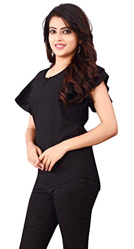 Image of DHRUVI TRENDZ Women's Plain Regular fit Top (Black, X-Large) (DT-W1211-XL)
