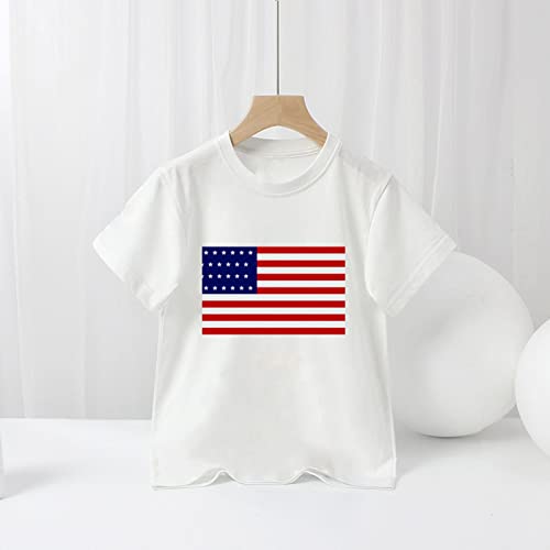 Toddler Boys 4th of July T Shirts American Flag Shirt Kids Independence Day Patriotic Short Sleeve (White, 4-5 Years)2