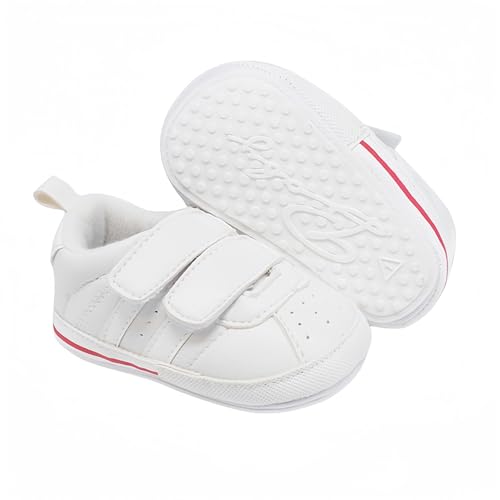 Image of Baby Boys Girls Leather PRE-Walking Sneakers Toddler Anti-Slip Rubber Sole Infant Lightweight First Step Shoes