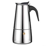 Caswynlife Edelstahl-Mokkakanne, Kaffeemaschine für 2/4/6/9 Tassen, kompatibel mit Gas-, Elektro- und Induktionsherden (300 ml)