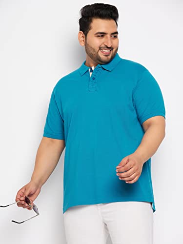 Image of Club York Men Cotton Blend Half Sleeve Polo Neck Solid Plus Size T-Shirt