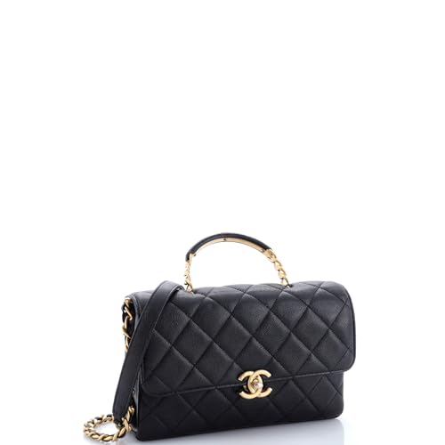 Pre-Loved Carry Me Top Handle Flap Bag Quilted Caviar Small, Black2