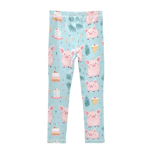 Girls Leggings Cake Pig Ice Cream Kids Length Leggings Pants Athletic Yoga Pants Toddler Tights Trousers 4T2