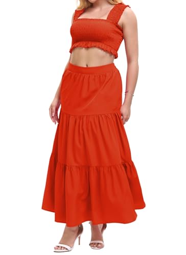 Image of Women's 2 Piece Beach Skirts Sexy Party Dress Crop Top and Long Skirt Sets