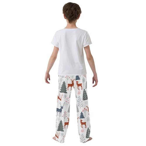 Boys' Pants Christmas Trees Reindeer Winter Long Bottoms Jogger Pants Elastic Waist Trousers with Pockets S-XL3