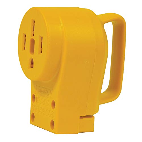 Image of Camco Power Grip Camper /RV 50-Amp Female Replacement Receptacle - Features Power Grip Handle & Accepts #4 - #10 Gauge Wire (55353)
