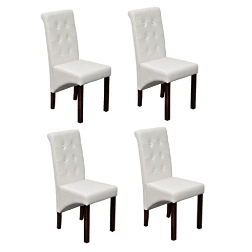 Qnhdfrt Lot de 4 chaises de salle à manger - Aspect vieilli - Pieds en bois massif - 43 x 52 x 95 cm - En cuir synthétique - Robuste - Pour salle à manger,...