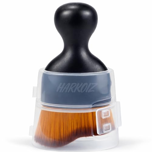 Image of Ultra Soft Detailing Brush Set (1 PCS) - Scratch-Free Cleaning Brush with Dust Shield Cover, Ergonomic Handle for Car Interior, Dashboard, AC Vents, Keyboard & Home Cleaning (Black & Brown)