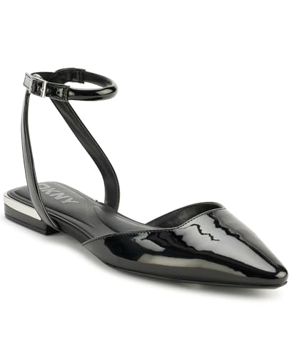 DKNY Womens Cacia Pointed Toe Ballet Flat with Ankle Strap
