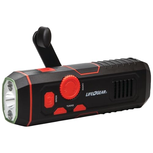 Life Gear StormProof Crank Flashlight, RED, Model:LG38-60675-RED