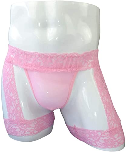 Men's Panties Lingerie Lace Low Rise Stretchy G-String Bikini Thong Underwear with Garter2