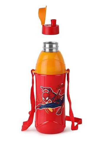 Image of CELLO Puro Steel-X Kids Zee 900 Inner Steel Cartoon Design Water Bottle 700 ml, Red | ISI Certified, PU Insulated, BPA Free Kids Water Bottle | Easy to Carry Leakproof School Kids Water Bottle