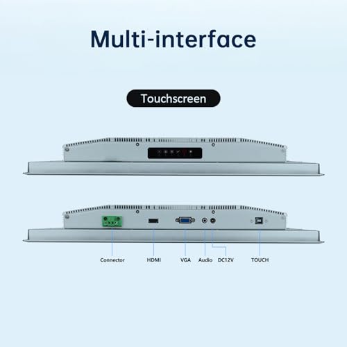 Image of 21.5-Inch Industrial Touch Screen Monitor, Ratio 16:9 Embedded PCAP Touchscreen Monitors | 10-Point Touch | No Drive, Plug and Play | IP65 Front | HD-MI VGA USB Port