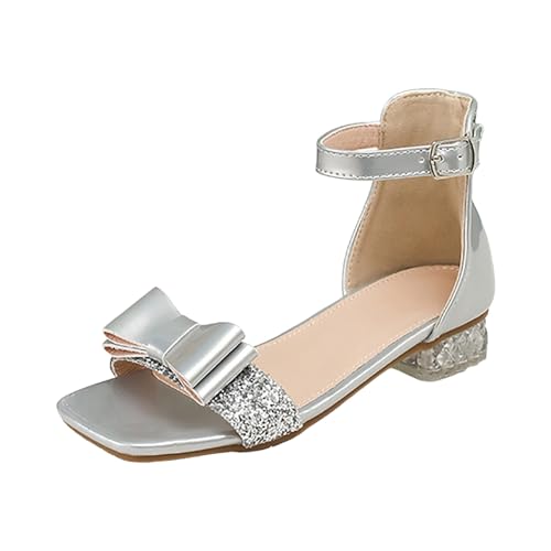 IWIHMIV Girls Open Toe Princess Sandal Summer Dress Sandal Low Heel Shoes for Wedding Dance Flower Girl