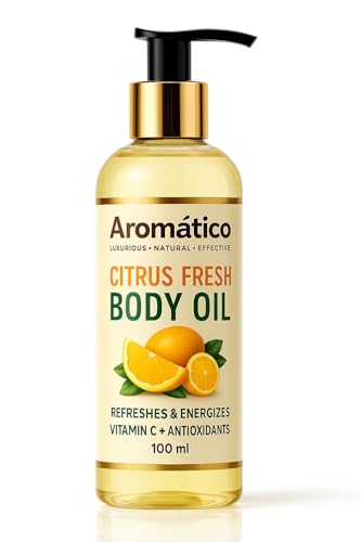 Image of AROMATICO Citrus Fresh Body Oil for Women | Dry Skin-Deep Hydration Formula for Glowing Skin in the Winters | Non-Sticky Texture, for Daily Use after Bath | Cozy & Creamy Fragrance - 100ml