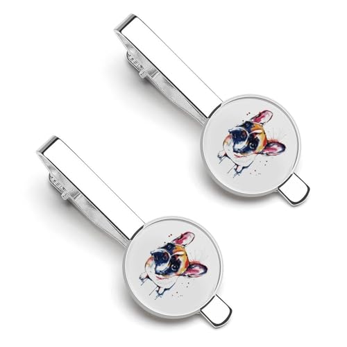 ネクタイピン 2枚セット フレンチブルドッグ 犬柄 タイクリップ おしゃれ お洒落 衣装アクセサリー ビジネス 日常仕事 結婚式 冠婚 記念日 卒業式 入学式 プレゼント