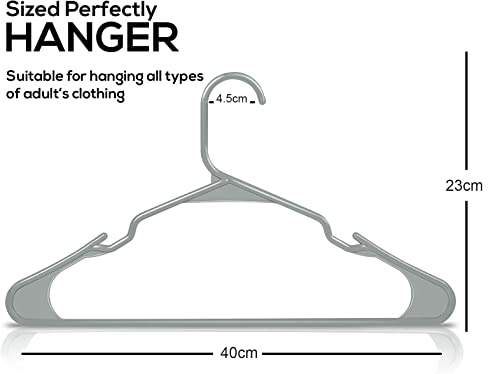 Image of PROTOWARE 18 Pieces Clothe Hangers for Wardrobe - Space Saving Cupboard Storage Organizer - Plastic Hanger Set for Saree, Shirt, Dress (Grey)