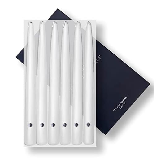 Colonial Candle Unscented Taper Candle, Handipt Collection, White, 10 in, Pack of 6 - Up to 8 Hours Burn (NAA10.02.6)