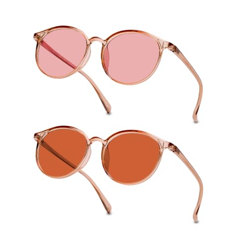 Image of BRADDELL Indoor FL-41 Rose & Outdoor FL-60 Migraine Light Sensitivity Glasses for LED Glare and Concussion (MEDIUM SMALL)