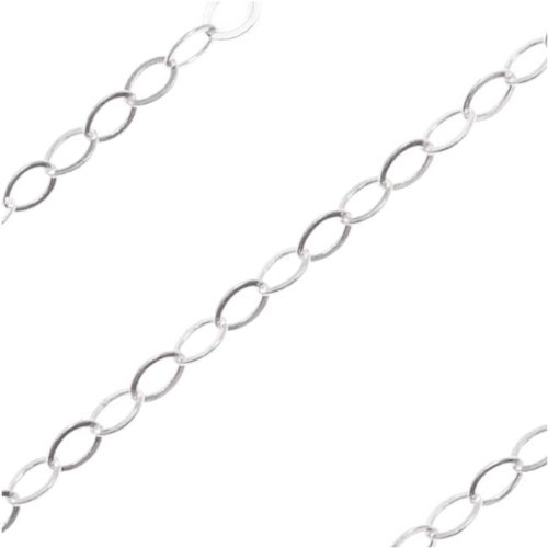 Beadaholique Sterling Silver Flat Cable Chain, 2 x 3mm Long, Unfinished, by The Foot