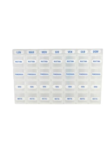 GUTE LINES Portapillole Giornaliero, Contenitore per Pillole, Portatile e Tascabile, Organizer per Vitamini e Medicine (Trasparente, 28 posti)