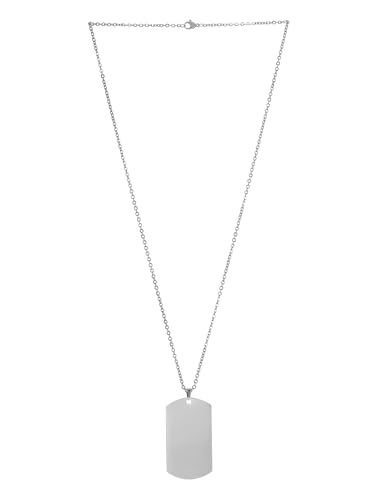 Yellow Chimes Stainless Steel Daily Wear Plain Silver Army Dog Tag Pendant Necklace Plated Pendant for Men