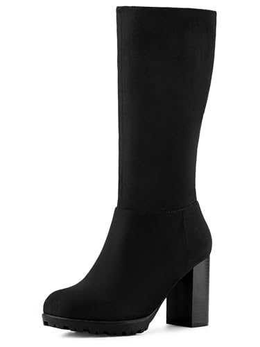 Allegra K Women's Mid Calf Block Heel Boots