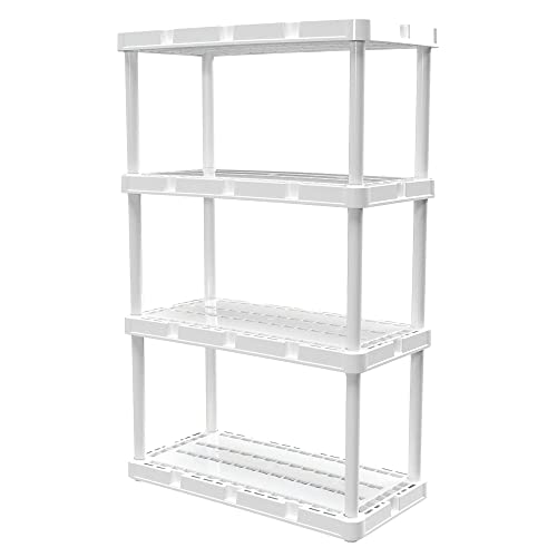 Gracious Living 4 Shelf Knect-A-Shelf Ventilated Light Duty Storage Unit for Storing Multiple Toys, Decors, Supplies, and Equipment, White