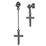 Cross Earrings for Men Black Religious Stud Gifts Sterling Silver Hypoallergenic Christian Dangle Dr