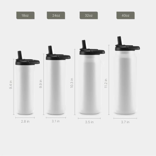 Image of ZULU Base 40oz Stainless Steel Water Bottle with 3 Lids- Straw, Chug, Twist | Double Walled and Vacuum Insulated Metal Thermos | For Gym, Outdoor | Built in Carry Loop, Dishwasher Safe, White