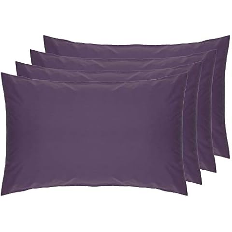 Belledorm 4 PACK Purple Pillowcases, 7 Year Guarantee, 200 Thread Count Percale (Housewife, Mauve) Cover