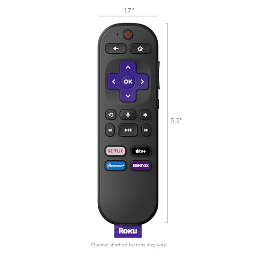 Roku Voice Remote | Replacement TV Remote Control with Voice Control, Simple Setup, & Pre-Set App Shortcuts - Compatible with Roku TV, Players, & Audio Devices