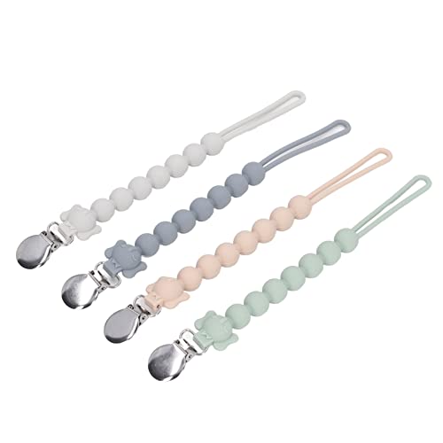 ZAICOLER Clamp/Holder de Chupete, Clips de Chupete de Silicona de 4pcs Clamp de Silicona Suave de Chupetería Recién Nacidos