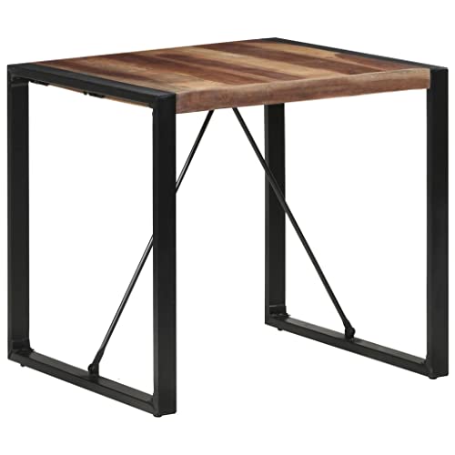 Table à manger en bois massif 80x80 cm style industriel chic - 6
