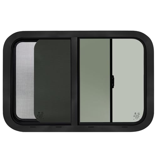 Image of 42 inchW x 22 inchH RV Windows for Cargo Trailer Camper,Tinted Horizontal Sliding | RV Cargo Trailer Camper Window Replacement w /Screen&Trim Ring,Fit 15 /16 inchor 1-3 /8 inch Thick Wall,Allow Error 1 /16 inch,DOT Approved