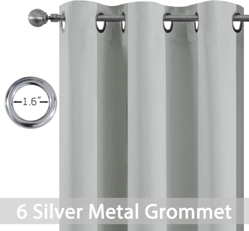 Yakamok Soft and Smooth Blackout Curtains for Bedroom - Grommet Thermal Insulated Room Darkening Curtains for Living Room, Set of 2 Panels (42 x 72Inch, Light Grey)