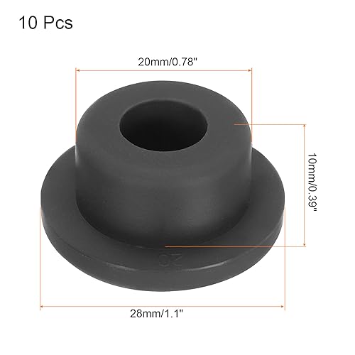 Image of UXCELL High Temp Silicone T-Shaped Rubber Stopper Hole Plugs - Dia 20mm /0.78 inch, Black, Pack of 10 (OD 28mm) - Waterproof & Sealing Plugs for Powder Coating & Plating