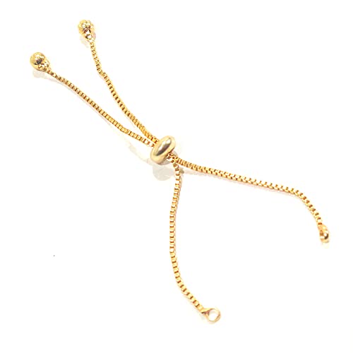 10 Pieces of Adjustable Metal Bracelet Chain with Metal Bead End - Gold and Silver