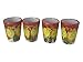 Hand Painted Italian Ceramic Shot Glasses Set of 4, 1.2 oz Lemon Limoncello Cups, Red Ceramic Shot Glass Set, Mediterranean Pottery Drinkware, Handmade Tequila & Tasting Cups
