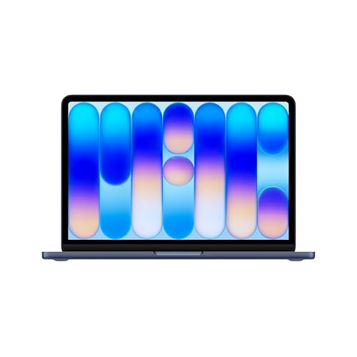 Apple MacBook Neo 13-inch laptop in indigo, open on a desk