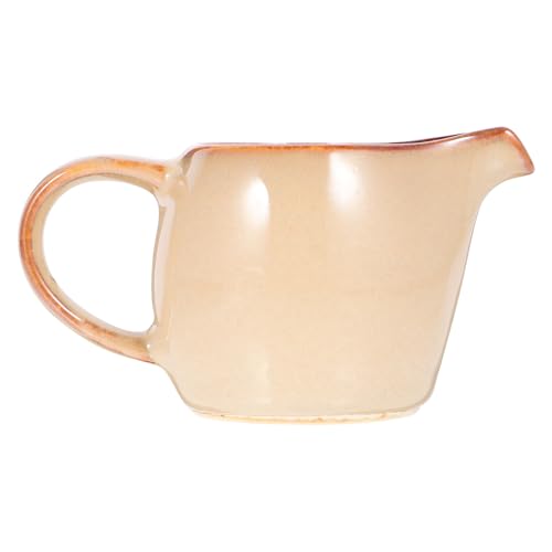 CATIEBYE Jarra de Cerámica para Leche y Crema con Asa y Boquilla Vertedora, 200 Ml, Color Marrón Escamado, Dispensador Adecuado para Café y Té en Hogar y Cafetería